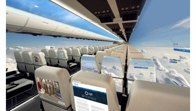 These futuristic plans would involve screen panels reflecting whatever view of the outside the passenger wanted, changing in accordance with the direction of their eyes.