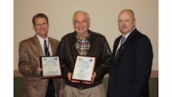 Allan Martens, Airworthiness Supervisor Kansas City FSDO; William Enk award recipient; Alan Stephens, Associate Division Manager FSDO Central Region.