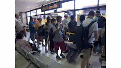 Eventually a pattern emerged. The first person in line should be in the back row, window seat (on either side of the plane). The next person would be in a window seat, two rows up. The line should proceed this way. Eventually a pattern emerged. The first person in line should be in the back row, window seat (on either side of the plane). The next person would be in a window seat, two rows up. The line should proceed this way.