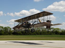 Wright B Flyer Inc.&rsquo;s &ldquo;Brown Bird&rdquo; on July 21, 2007, the 25th anniversary of its first flight. (Wright B Flyer Inc. photo)
