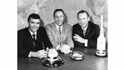 The Apollo 13 crew before launch in 1970: (from left) Fred Haise, Jack Swigert and Jim Lovell.