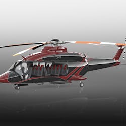 Artist rendering cutaway view showing the Bell 525 Relentless interior in a corporate seating configuration.