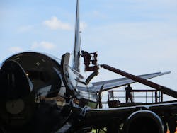 B737 aircraft in Hangar 1 at HAECO Americas. B737 aircraft in Hangar 1 at HAECO Americas.