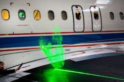 Lasers illuminate water droplets moving across the wing, enough for high-speed cameras to capture the movement of the droplets airstream in real time.