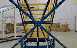 Crew access stairs with automatically locking X-braces increase safety by eliminating a task that could be forgotten by inexperienced ground crews. Crew access stairs with automatically locking X-braces increase safety by eliminating a task that could be forgotten by inexperienced ground crews.