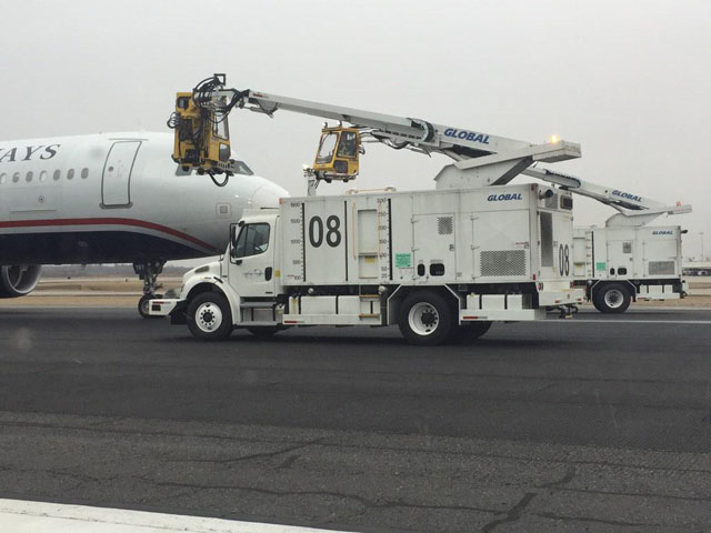 Airport's Twitter account provided some 'behind the scenes' style photos explaining the process for deicing plane's at the airport.
