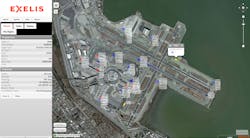 Exelis Symphony® MobileVue™ screenshot of SFO airport surface. Yellow vehicles are Exelis VMAT-equipped. Red aircraft are arriving; blue are departing. Exelis Symphony® MobileVue™ screenshot of SFO airport surface. Yellow vehicles are Exelis VMAT-equipped. Red aircraft are arriving; blue are departing.