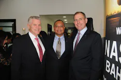 Gary Dempsey, Alphonso Bowe and David Paddock at the celebration of its opening. Jet Aviation Nassau hosted a welcome reception for customers, local delegates and business executives on January 23, 2015. Gary Dempsey, Alphonso Bowe and David Paddock at the celebration of its opening. Jet Aviation Nassau hosted a welcome reception for customers, local delegates and business executives on January 23, 2015.