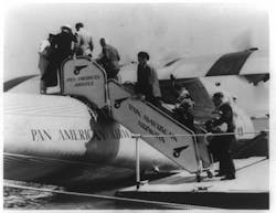 Pan Am and its fleet of Clippers became symbols of American ingenuity and glamour as Pan Am made it possible for Americans to cross oceans in days rather than weeks. Pan Am and its fleet of Clippers became symbols of American ingenuity and glamour as Pan Am made it possible for Americans to cross oceans in days rather than weeks.