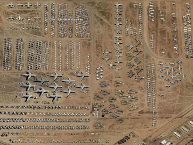 An interactive map reveals 4,400 aircraft at the Davis-Monthan Air Force Base