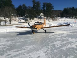 Like all runways, the icy strip at Alton Bay requires a lot of maintenance. But instead of checking for debris and chasing off geese, airport manager Paul LaRochelle spends his time checking for damage done by snowmobilers and holes left by fishermen.