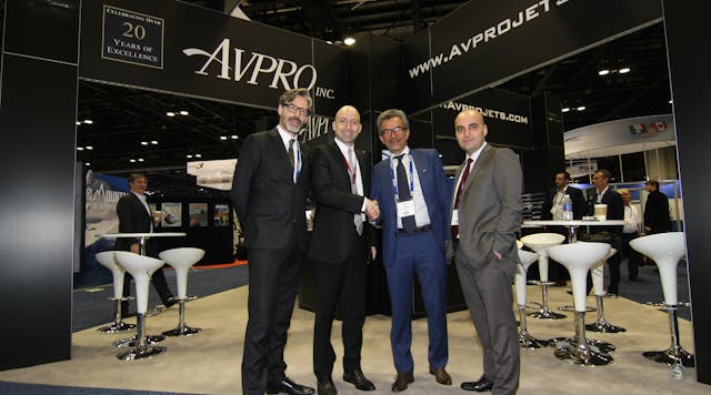 Left to right: Avpro Heli Division Head Emmanuel Dupuy; Ko&ccedil;o&gbreve;lu Group CEO U&gbreve;ur Koco&gbreve;lu; Inaer France at Inaer Aviation Group S.L. Chief Executive Officer Frederic Goig; and Koco&gbreve;lu Group Executive Vice President Canda&scedil; &Odblac;zdo&gbreve;u.