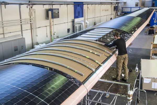 Atop those wings, as well as the body and even the tail of the plane, are 17,248 solar cells as thin as a human hair that generate electricity as the plane flies, some of which is stored in four lithium polymer batteries.
