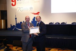 Rupert Batstone, VP Business Support Swissport Cargo Services, receiving the certificate at the World Cargo Symposium in Shanghai in March 2015. Rupert Batstone, VP Business Support Swissport Cargo Services, receiving the certificate at the World Cargo Symposium in Shanghai in March 2015.