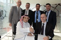 Mr. Abdullah Al-Sayed, President &amp; CEO of Nexus Flight Operations Services and Mr. Joel Frugier, Airbus Corporate Jet Centre General Manager.Back row: Mr. Marco Mantovani, representing ACJC Customer Support and Services; Mr. Bruno Galzin, representing ACJC Sales and Marketing; Mr. Khaldoun Al Halawani, Vice President &ndash; Technical Services of Nexus Flight Operations Services; Mr. Samuel Puginier, ACJC Services Sales Director for the Middle-East.