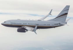 The Split Scimitar Winglets manufactured by FACC increase the range of a BBJ considerably.