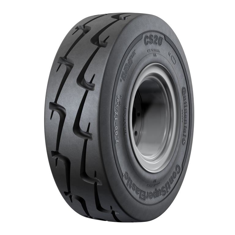 The solid tire Continental CS20 in the new dimensions 6.00-9, 7.00-12, and 7.00-15 is perfectly suited for use on tow tractors at airports.