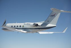 A specially fitted Gulfstream G-III with fixed Adaptive Compliant Trailing Edge (ACTE) flight control surfaces. A specially fitted Gulfstream G-III with fixed Adaptive Compliant Trailing Edge (ACTE) flight control surfaces.