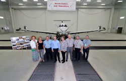 (From left to right) -- Marie Marschner, Pilatus, Bettina Jacobson, Pilatus, Dave Krogman, West Star Aviation, Thomas Bosshard, Pilatus, Joni Edwards, West Star Aviation, Gary Edwards, West Star Aviation, Mark Birmingham, West Star Aviation, and Kurt Sanderson, West Star Aviation.