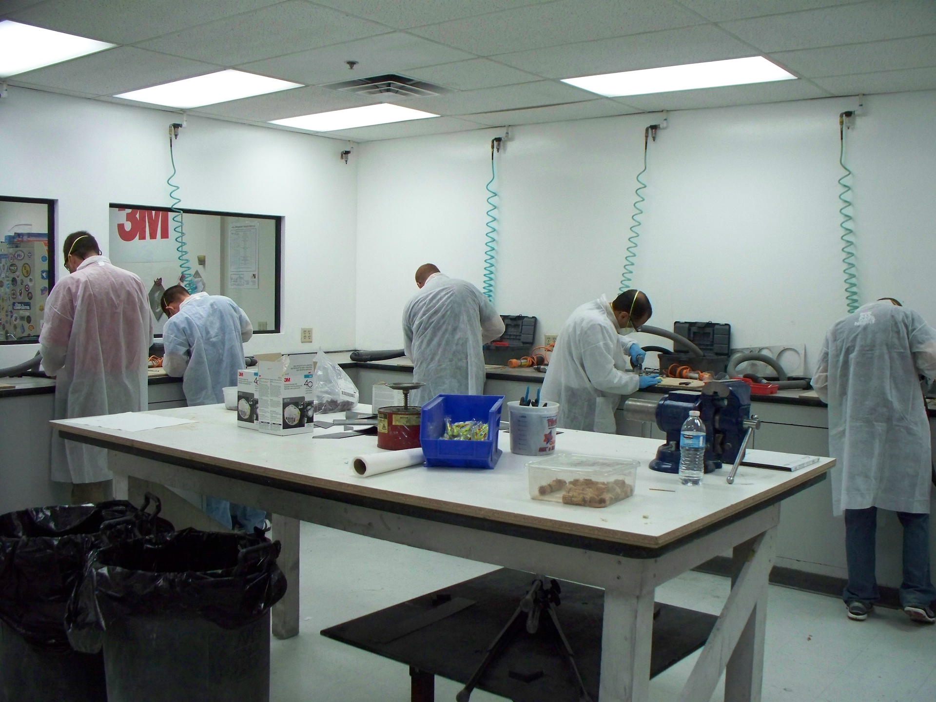 An Abaris Training Resources' hands-on class practicing taper scarf repairs.