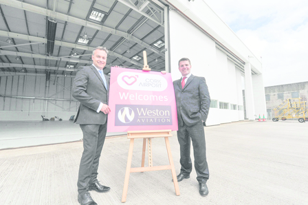 Nick Weston of Weston Aviation with Clive Power of Cork Airport at the announcement of the deal this week, which is Weston&rsquo;s first base outside the UK.