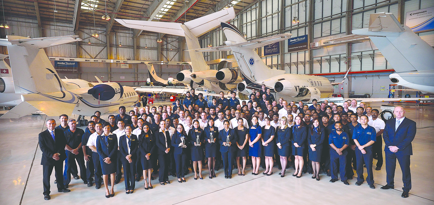 Maintenance Team Dubai with Nick Weber, Maintenance Director at ExecuJet Middle East, on far left.