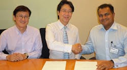 Pictured, from left-to-right, at the contract signing between HYDRO and HAESEL: CM Chung, commercial purchasing &amp; inventory manager HAESL; Stephen Chu, general manager commercial &amp; materials management HAESL; Ganesh Ganasalingam, general manager HYDRO Systems Singapore LLP.