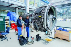 V2500 engine at MTU Maintenance Hannover