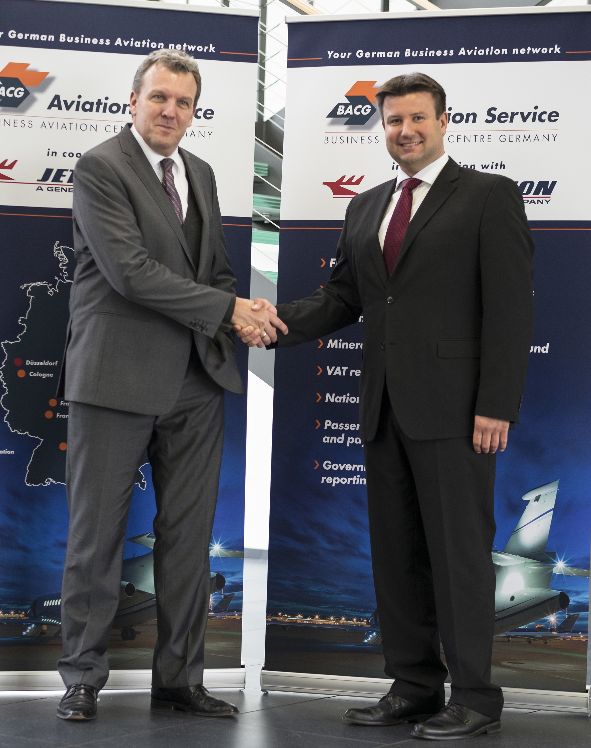 Dirk Laufenberg, COO, KURZ Aviation Service (left) and Frank Kusserow, Managing Director, FBO Services, Jet Aviation Germany