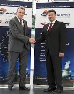 Dirk Laufenberg, COO, KURZ Aviation Service (left) and Frank Kusserow, Managing Director, FBO Services, Jet Aviation Germany Dirk Laufenberg, COO, KURZ Aviation Service (left) and Frank Kusserow, Managing Director, FBO Services, Jet Aviation Germany