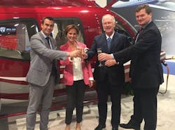 Pictured Left to Right: Patrick Moulay, Bell Helicopter&rsquo;s vice president of Global Sales and Marketing, Nataly Langner, Dr. Ernst Langner and Atlas Air Service&rsquo;s CEO Nicolas von Mende.