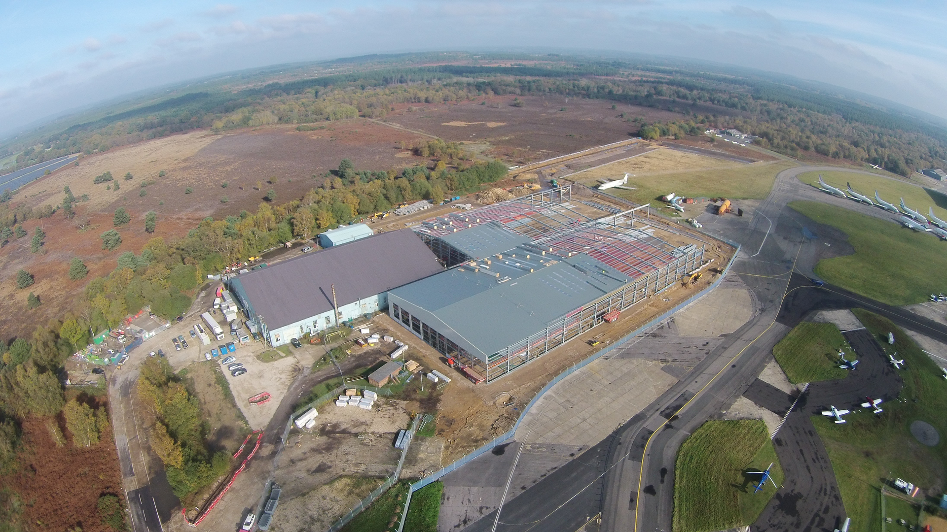 AIM Altitude's new &pound;11m cabin interior manufacturing facility at Bournemouth Airport, which is currently under construction.