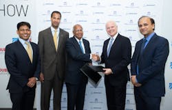 Tata Advanced Systems Chairman S. Ramadorai (third from left) and Tom Bell, senior vice president, Global Sales & Marketing, Boeing Defense, Space & Security (second from right) sign the agreement to create a joint venture. Boeing International President Marc Allen (second from left), Boeing India President Pratyush Kumar (left) and Tata Advanced Systems CEO Sukaran Singh (right) attended the signing ceremony. Tata Advanced Systems Chairman S. Ramadorai (third from left) and Tom Bell, senior vice president, Global Sales & Marketing, Boeing Defense, Space & Security (second from right) sign the agreement to create a joint venture. Boeing International President Marc Allen (second from left), Boeing India President Pratyush Kumar (left) and Tata Advanced Systems CEO Sukaran Singh (right) attended the signing ceremony.