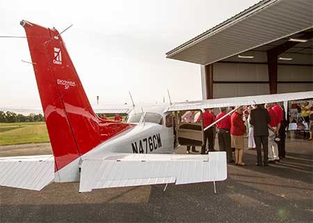 (R) The red tail of the Cessna Skyhawk 172 training aircraft delivered to UCM&apos;s Max B. Swisher Skyhaven Airport will become the symbol of The Redtails, UCM&apos;s student aviators. UCM recently select EPIC to provide aviation fuel for their FBO at Skyhaven.