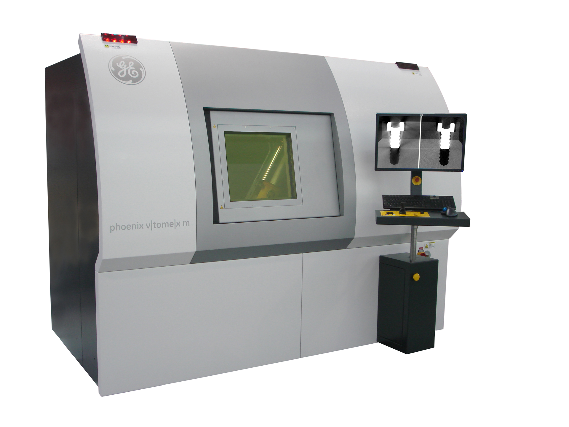 The phoenix v|tome|x m CT scanner is the first industrial microCT system with high quality scatter|correct technology (right side of the system Screen)
