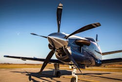 &bull; TBM 700 retrofitted with unlimited life Hartzell 5-blade structural propeller.