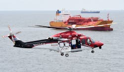 OPENING SPREAD PHOTO CAPTION Era Helicopters AW139 search and rescue aircraft flying over tankers waiting to enter the Houston ship channel off the coast of Texas. OPENING SPREAD PHOTO CAPTION Era Helicopters AW139 search and rescue aircraft flying over tankers waiting to enter the Houston ship channel off the coast of Texas.