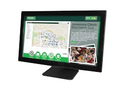 The 22-inch display uses a touch screen for high traffic areas.