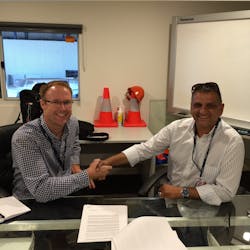 Matt Dennington (left), General Manager of Vector’s Brisbane facility and Peter Christoudias, Managing Director of JNP Enterprises sign exclusive long-term engine service agreement. Matt Dennington (left), General Manager of Vector’s Brisbane facility and Peter Christoudias, Managing Director of JNP Enterprises sign exclusive long-term engine service agreement.