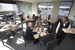 The FBO features an executive dinning lounge with a morning buffet served from 7-11 a.m. and food available the rest of the day a la carte with an open terrace for smokers; short term crew lounge with two work stations. The FBO features an executive dinning lounge with a morning buffet served from 7-11 a.m. and food available the rest of the day a la carte with an open terrace for smokers; short term crew lounge with two work stations.