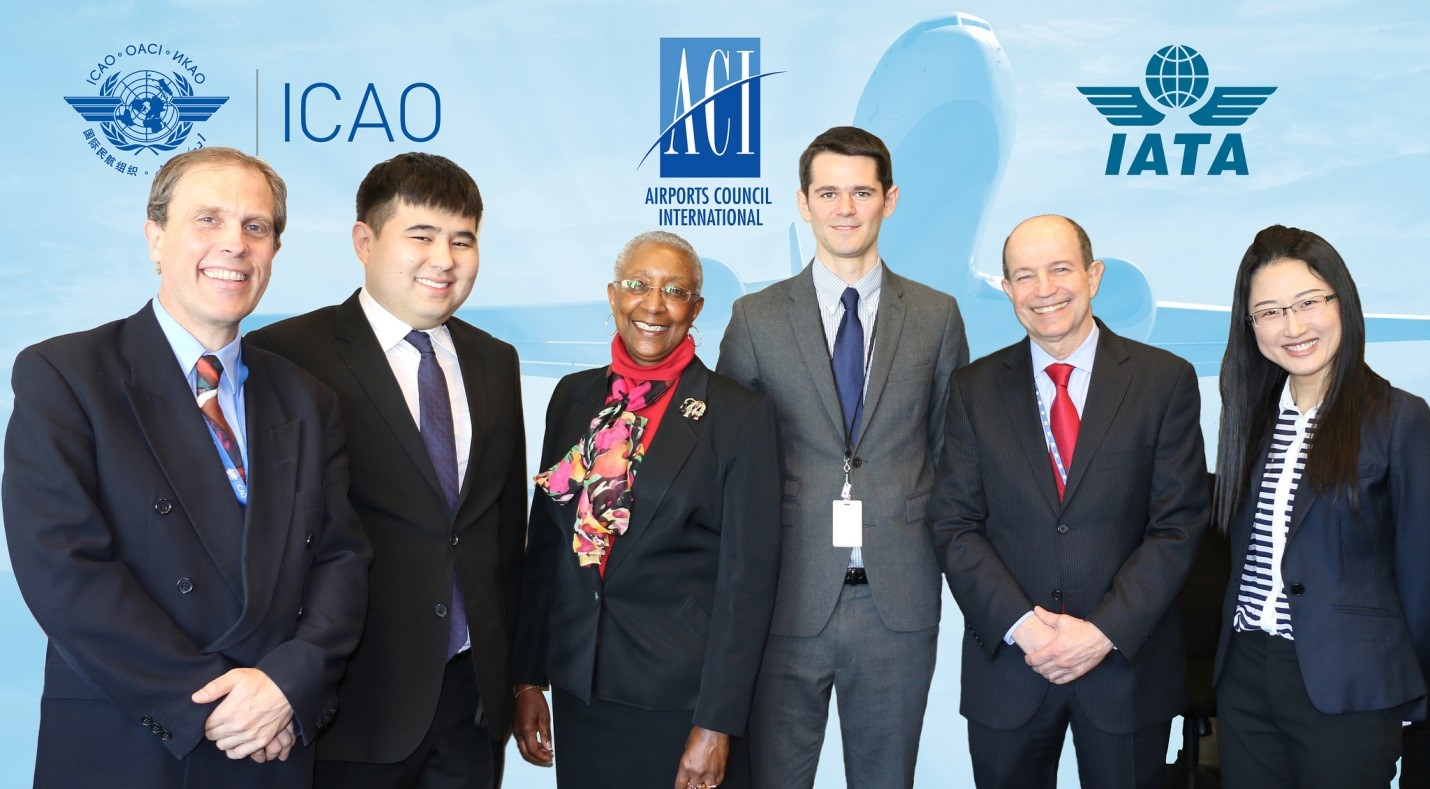The 2016 Young Aviation Professionals Programme (YAPP) participants were welcomed to Montr&eacute;al by ICAO, ACI and IATA on 22 February 2016. From left to right, Mr. Vincent Smith, Director of ICAO's Bureau of Administration and Services; YAPP participant Mr. Abul Kekilbayev from Kazakhstan; Ms. Angela Gittens, Director General of ACI World; YAPP participant Mr. Pierre-Ludovic Guymar from France; Mr. Mike Comber, IATA's Representative to ICAO; and YAPP participant Ms. Haiqing Wan of China.