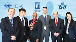 The 2016 Young Aviation Professionals Programme (YAPP) participants were welcomed to Montréal by ICAO, ACI and IATA on 22 February 2016. From left to right, Mr. Vincent Smith, Director of ICAO's Bureau of Administration and Services; YAPP participant Mr. Abul Kekilbayev from Kazakhstan; Ms. Angela Gittens, Director General of ACI World; YAPP participant Mr. Pierre-Ludovic Guymar from France; Mr. Mike Comber, IATA's Representative to ICAO; and YAPP participant Ms. Haiqing Wan of China.