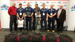 L-R: Tom Murray, director, marketing and business development, Snap-on Industrial; Brandon Statfield, Alaska Airlines; Marvin Hitt, Alaska Airlines; Vishal Prasad, Alaska Airlines; Mike Flowers, Alaska Airlines; TJ Spring, Alaska Airlines; John Goglia, president, Aerospace Maintenance Council. L-R: Tom Murray, director, marketing and business development, Snap-on Industrial; Brandon Statfield, Alaska Airlines; Marvin Hitt, Alaska Airlines; Vishal Prasad, Alaska Airlines; Mike Flowers, Alaska Airlines; TJ Spring, Alaska Airlines; John Goglia, president, Aerospace Maintenance Council.