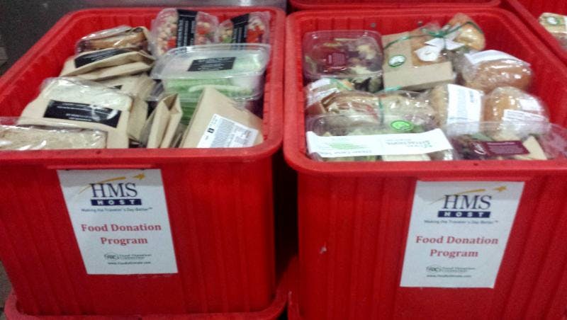 HMSHost food recycling bins at O&apos;Hare