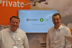 L-R Alexander Junge, Managing Director Northern Europe and Uwe Nitsche, CEO Rocket Route at AERO Friedrichshafen. L-R Alexander Junge, Managing Director Northern Europe and Uwe Nitsche, CEO Rocket Route at AERO Friedrichshafen.