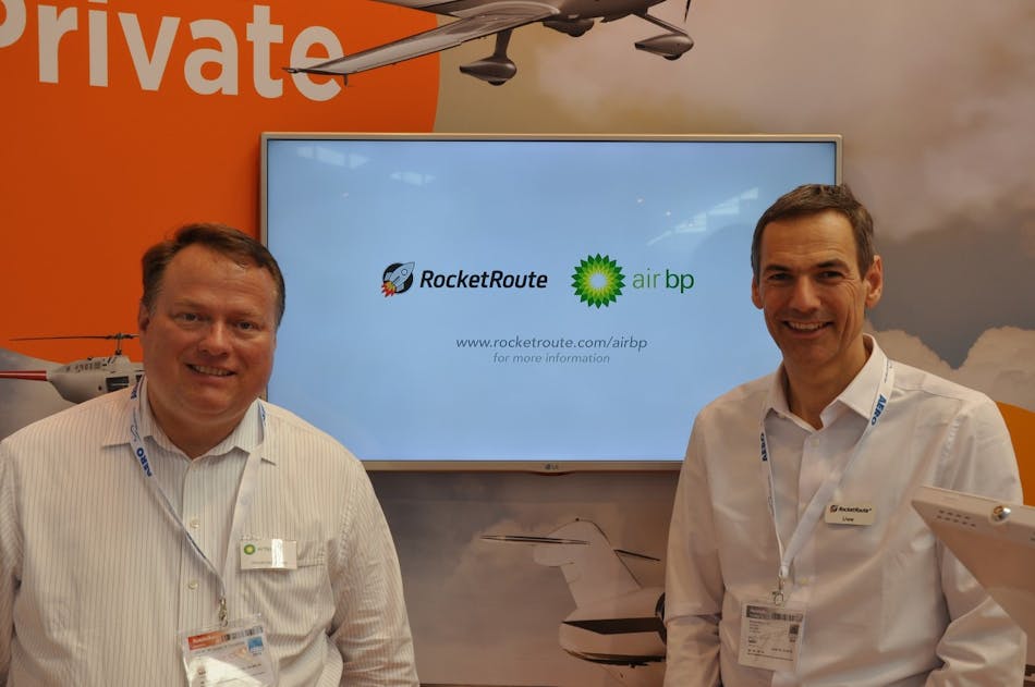L-R Alexander Junge, Managing Director Northern Europe and Uwe Nitsche, CEO Rocket Route at AERO Friedrichshafen.