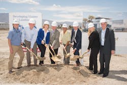 From left to right, David Orr, Orr Builders; Bill Sharon, McGhee Sharon Architects; Janet Valentin, Riverside County EDA; John Benoit, Riverside County Fourth District supervisor; Brad Elliott, general manager, Desert Jet Center; Denise Wilson, president and CEO, Desert Jet; Stuart Illian, vice president of business development, Desert Jet. From left to right, David Orr, Orr Builders; Bill Sharon, McGhee Sharon Architects; Janet Valentin, Riverside County EDA; John Benoit, Riverside County Fourth District supervisor; Brad Elliott, general manager, Desert Jet Center; Denise Wilson, president and CEO, Desert Jet; Stuart Illian, vice president of business development, Desert Jet.