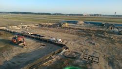 Hangar construction is underway at Sheltair&apos;s SAV facility.