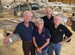 L/R: Previous owners of Brant Aero, Bud Field, Edie Craddock, and Pat Field. Todd Collins, CEO, Progressive Air Group.