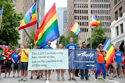 Alaska Airlines employees march in the 2015 Seattle Pride Parade Alaska Airlines employees march in the 2015 Seattle Pride Parade